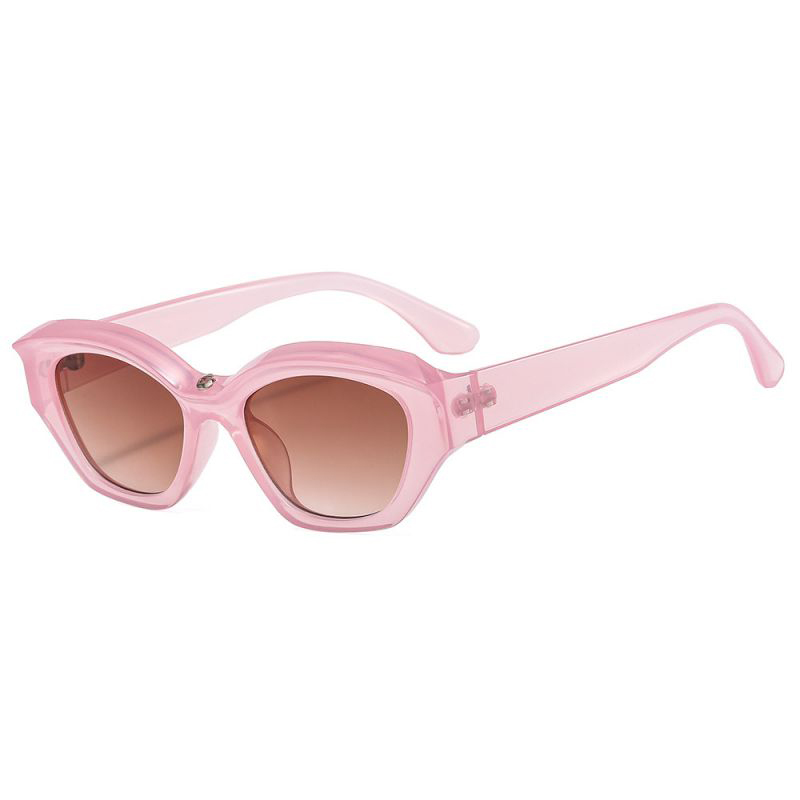 Fashion Jelly Powder Double Tea Tablets Cat Eye Small Frame Sunglasses