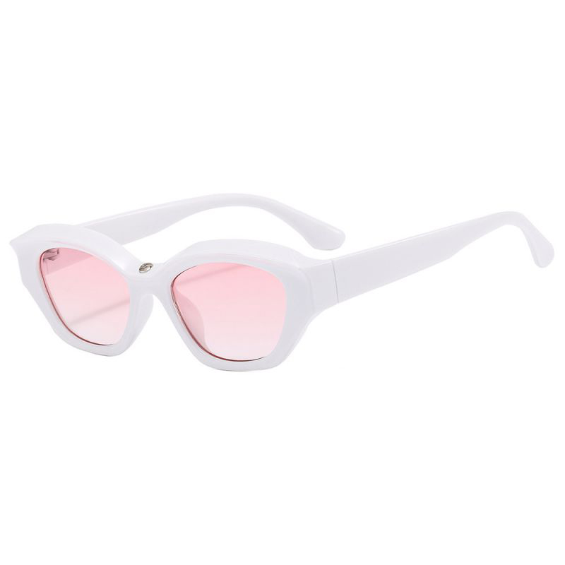 Fashion White Frame Pink And White Tablets Cat Eye Small Frame Sunglasses