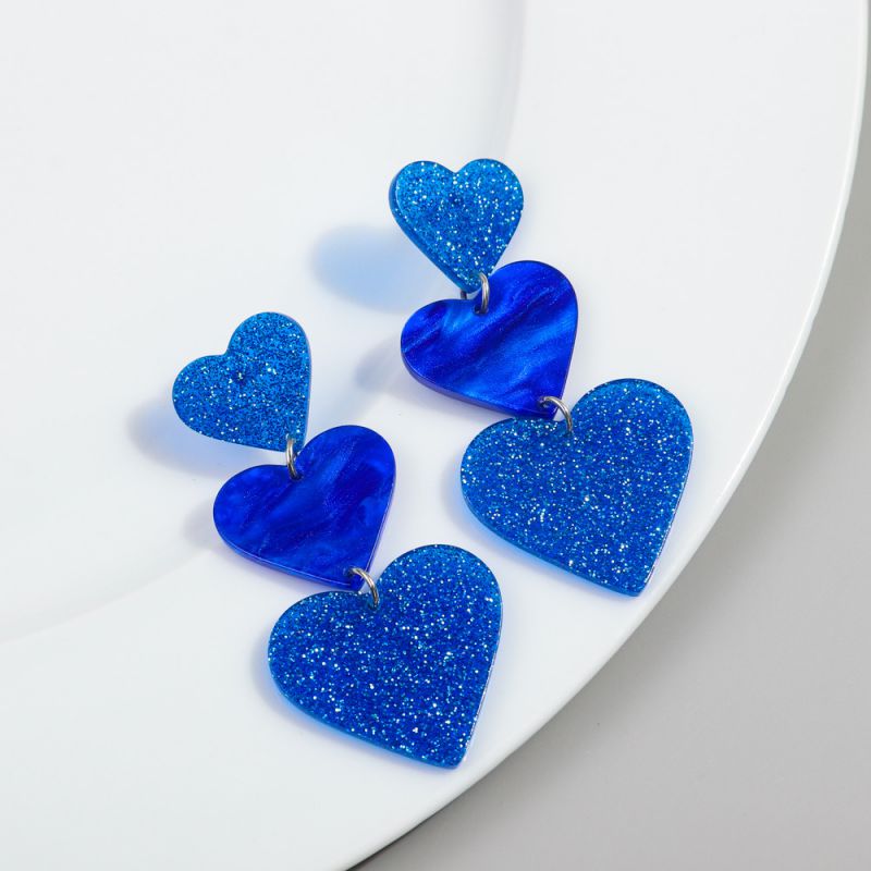 Fashion Royal Blue Acrylic Love Five-pointed Star Earrings