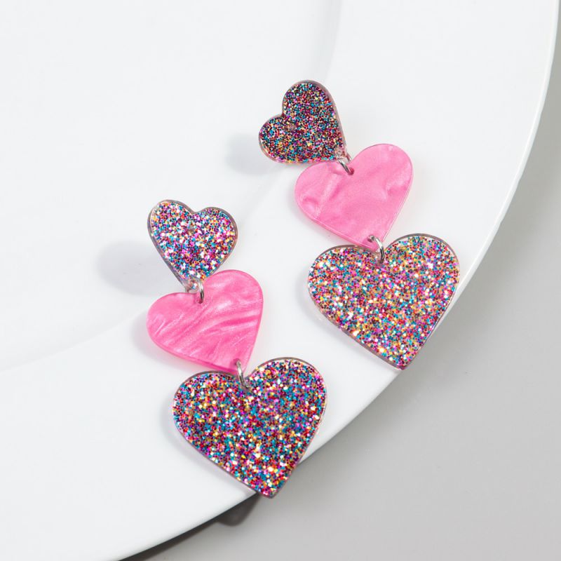 Fashion Color Acrylic Love Five-pointed Star Earrings