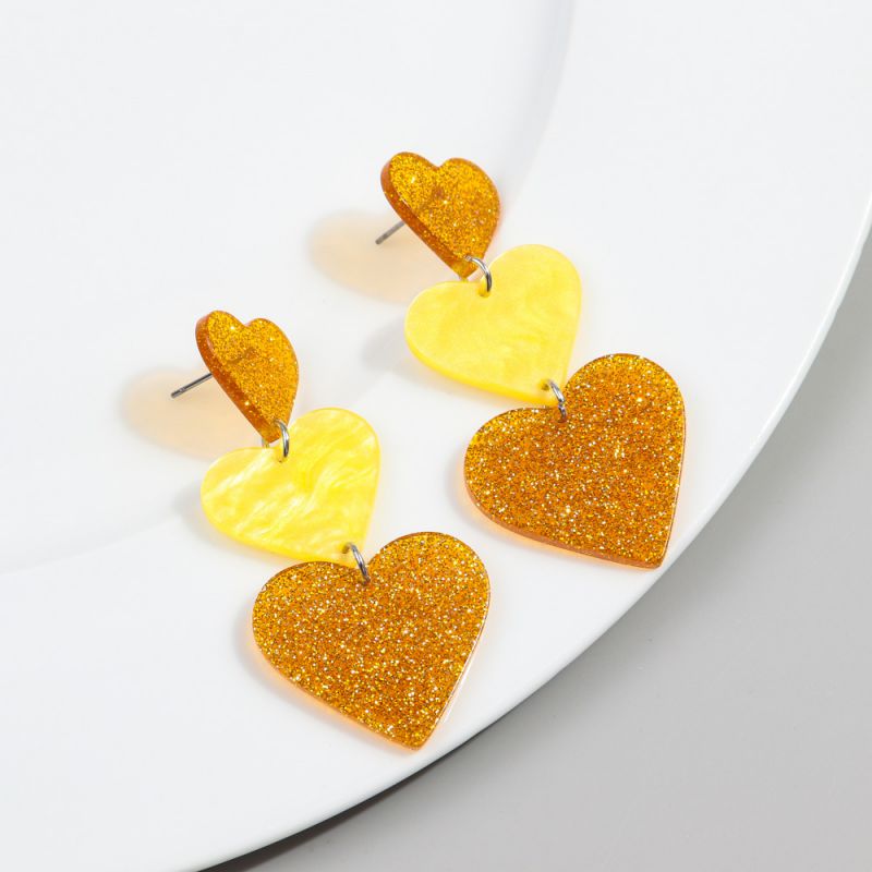 Fashion Orange Acrylic Love Five-pointed Star Earrings