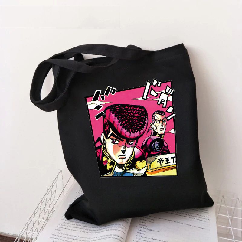 Fashion B Black Canvas Printed Anime Character Large Capacity Shoulder Bag
