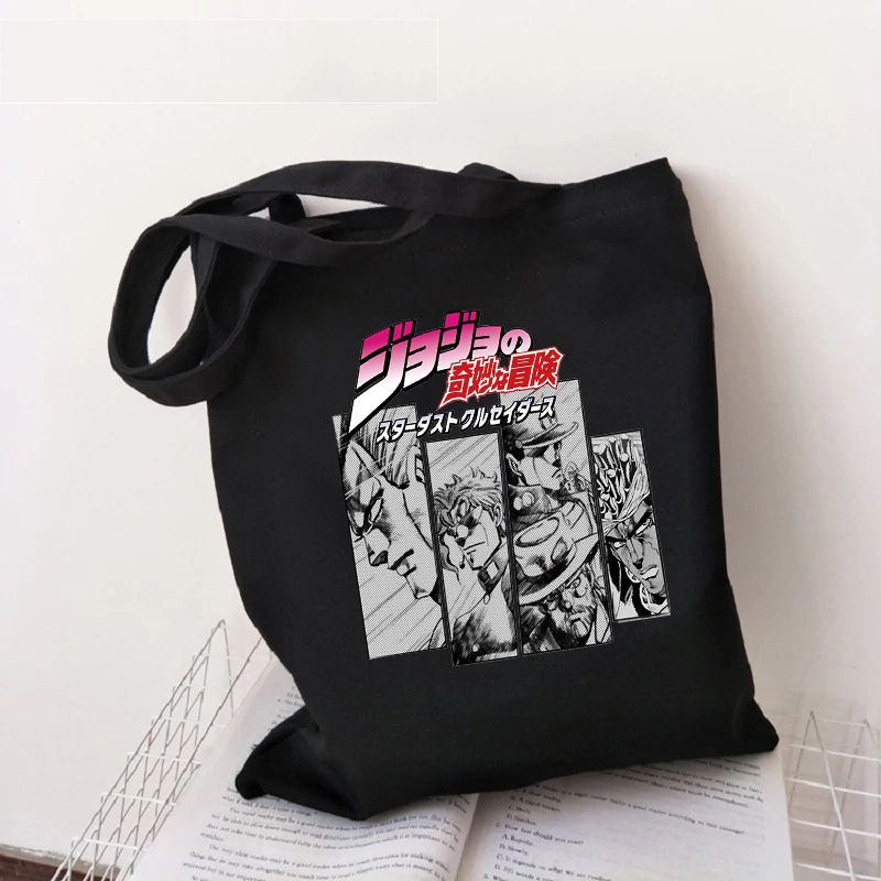 Fashion C Black Canvas Printed Anime Character Large Capacity Shoulder Bag