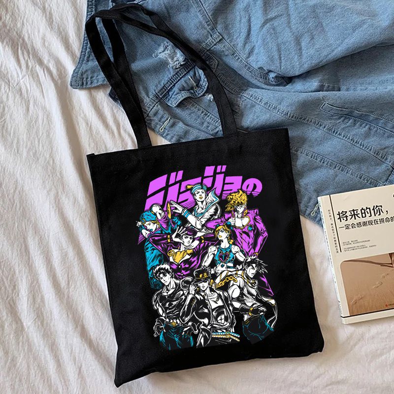 Fashion E Black Canvas Printed Anime Character Large Capacity Shoulder Bag