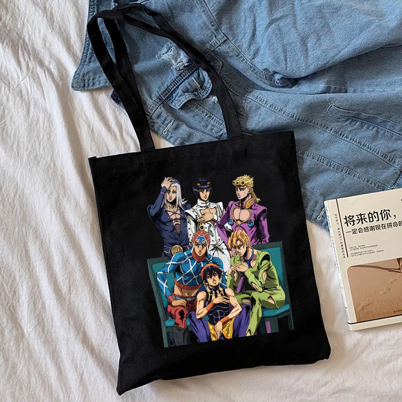Fashion F Black Canvas Printed Anime Character Large Capacity Shoulder Bag