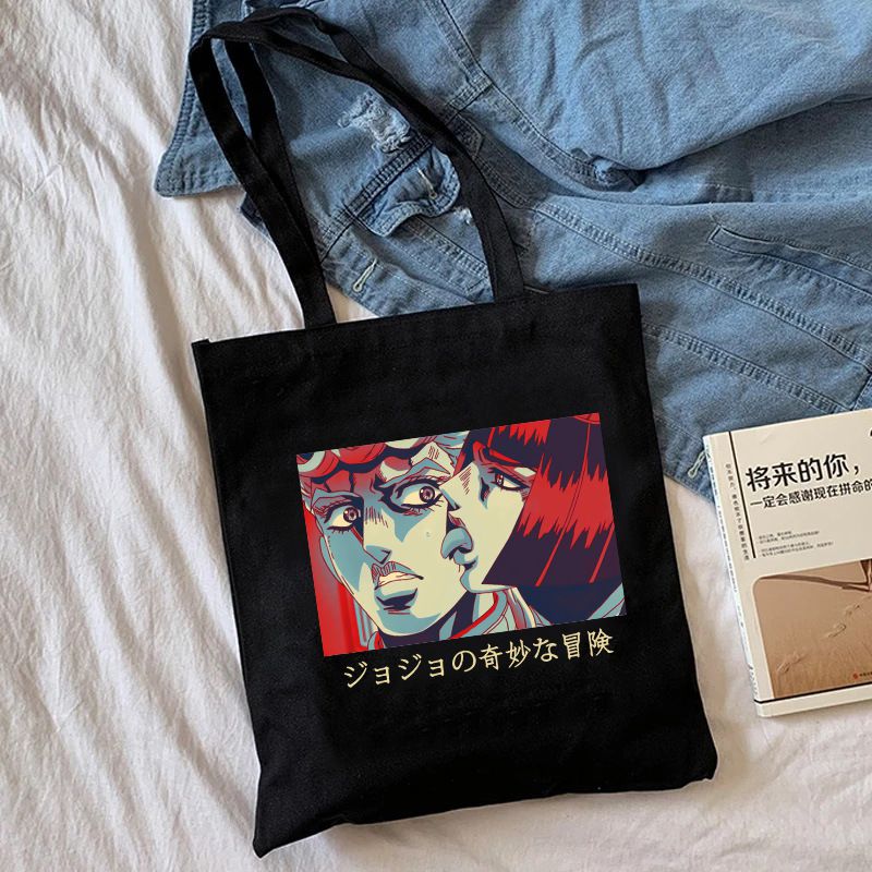 Fashion L Black Canvas Printed Anime Character Large Capacity Shoulder Bag