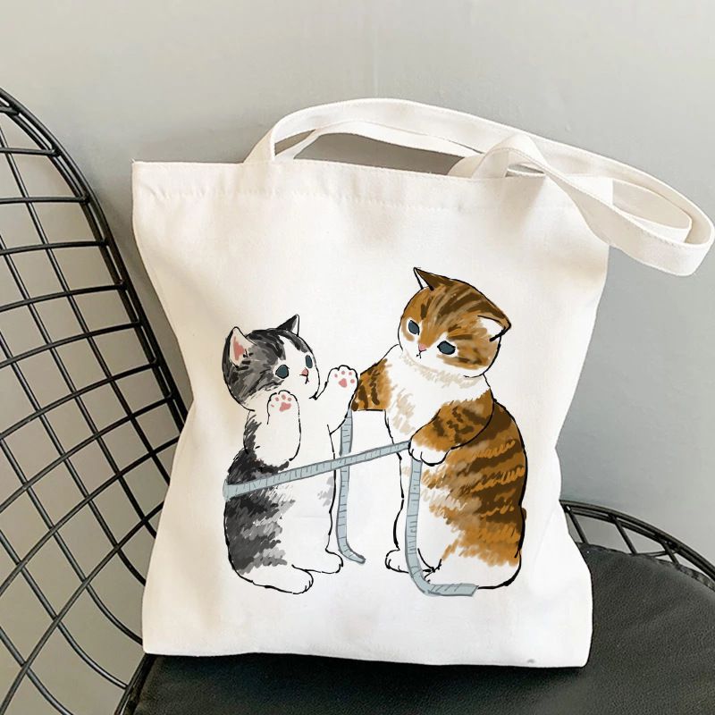 Fashion K Canvas Print Anime Cat Large Capacity Shoulder Bag