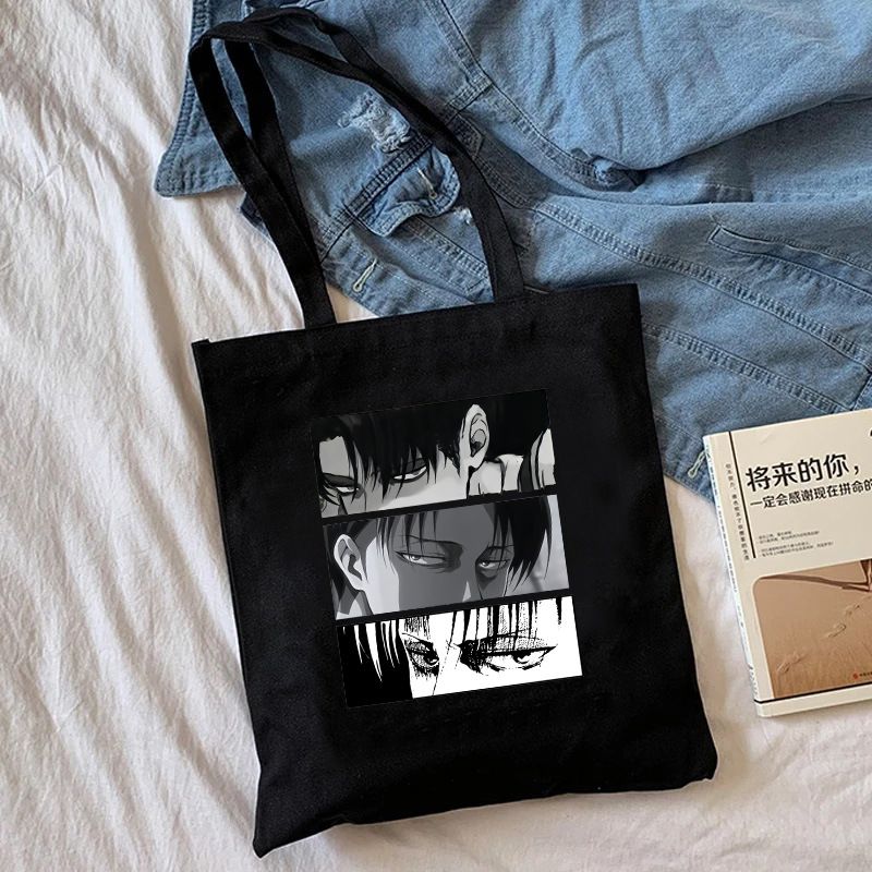 Fashion O Black Canvas Printed Anime Character Large Capacity Shoulder Bag