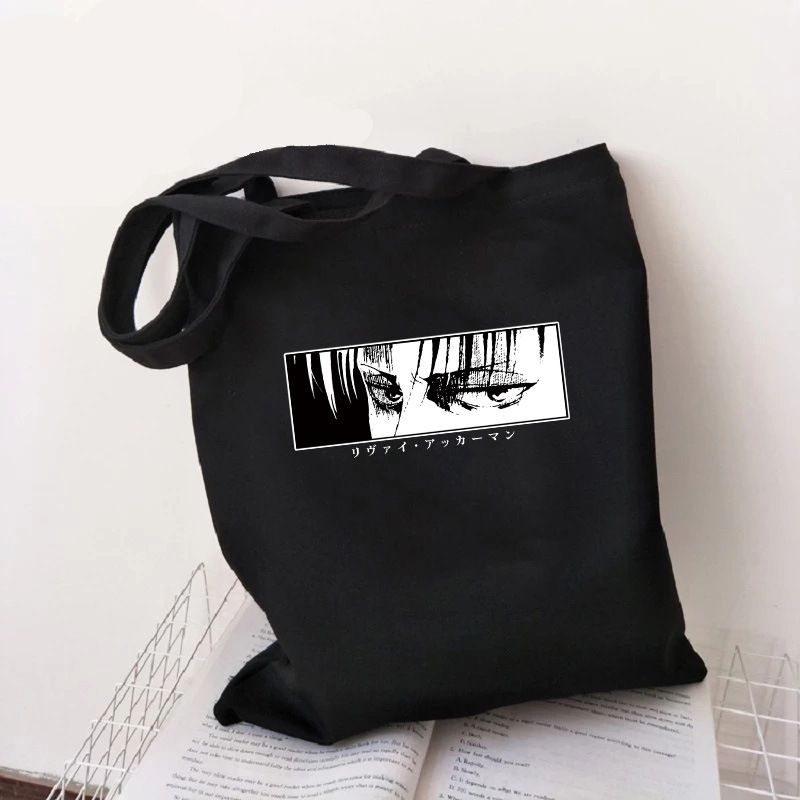 Fashion S Black Canvas Printed Anime Character Large Capacity Shoulder Bag