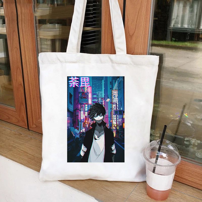 Fashion Jwhite Canvas Printed Anime Character Large Capacity Shoulder Bag