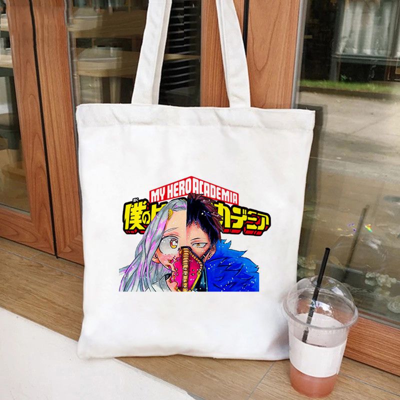 Fashion Nwhite Canvas Printed Anime Character Large Capacity Shoulder Bag
