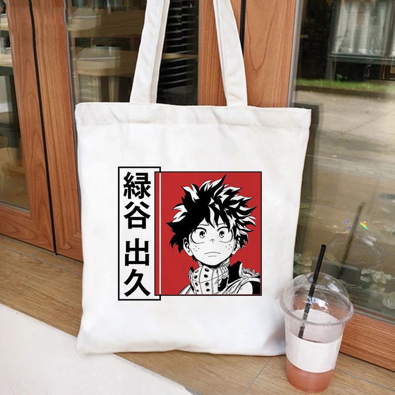 Fashion Twhite Canvas Printed Anime Character Large Capacity Shoulder Bag
