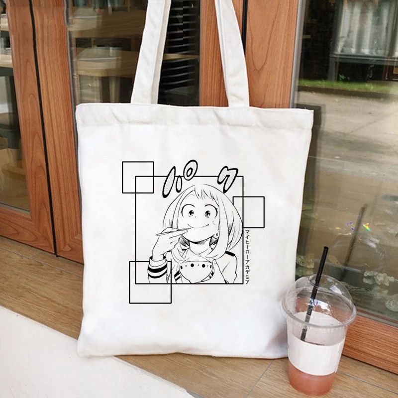 Fashion Vwhite Canvas Printed Anime Character Large Capacity Shoulder Bag