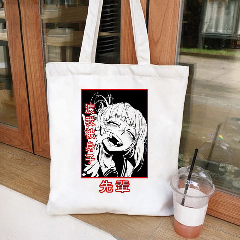 Fashion Ywhite Canvas Printed Anime Character Large Capacity Shoulder Bag