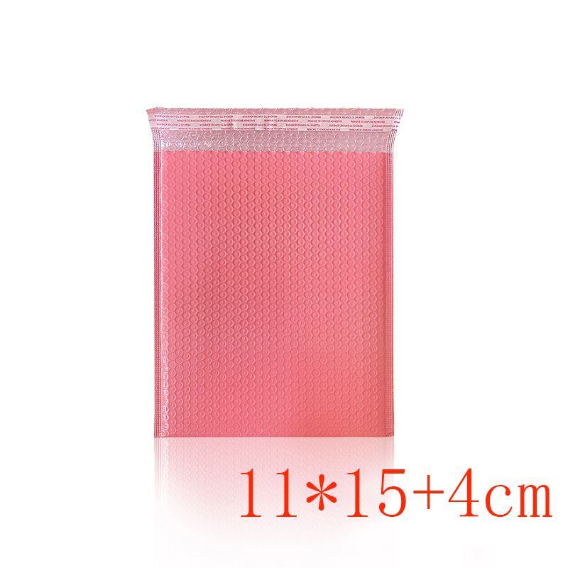 Fashion Width 11*15 Length + 4 Seals 1200 Pink Bubble Bags Per Box Pe Bubble Square Packaging Bag (single)