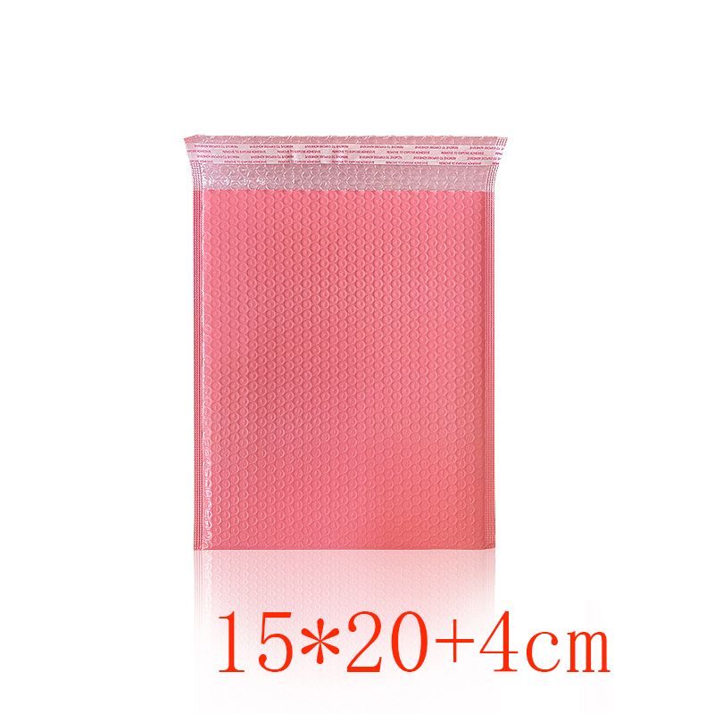 Fashion Width 15*20 Length + 4 Seals 650 Pink Bubble Bags In One Box Pe Bubble Square Packaging Bag (single)