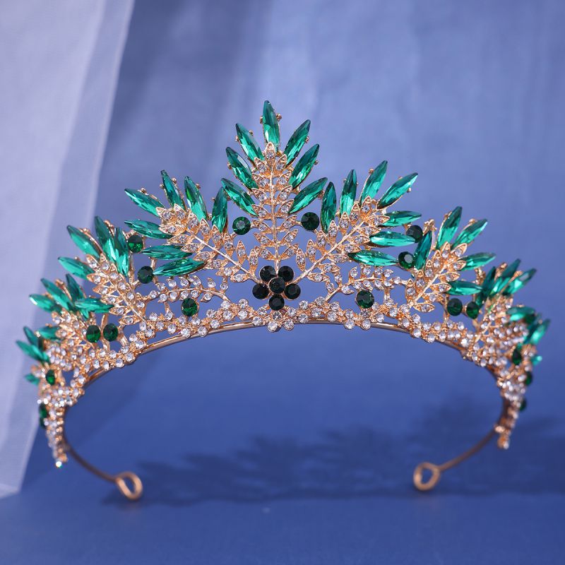 Fashion Green Alloy Diamond Pattern Hollow Crown