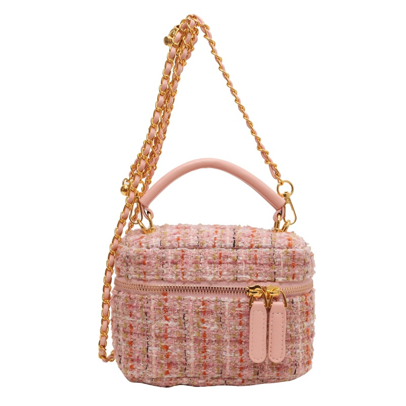 Fashion Pink Large Size Wool Chain Pendant Hand-held Crossbody Bag