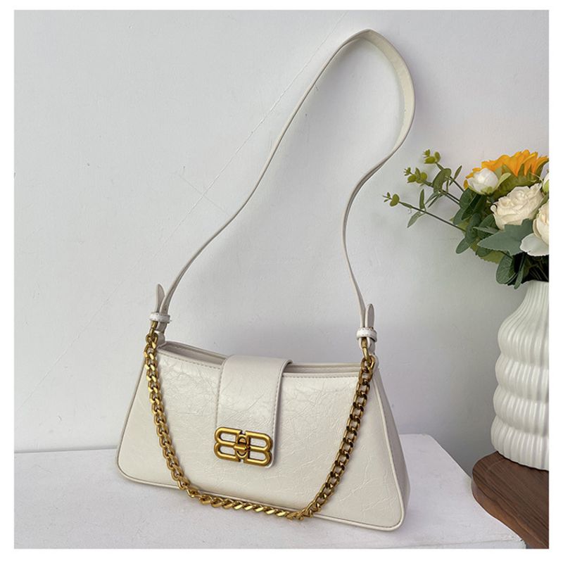 Fashion White Pu Chain Hand Shoulder Bag