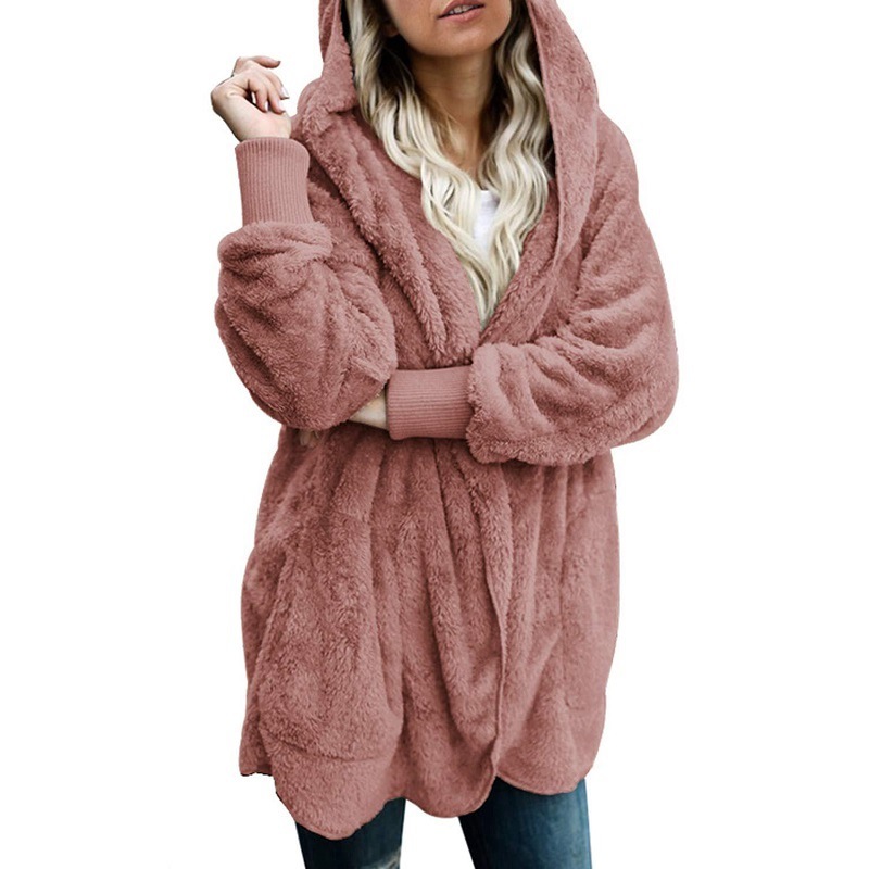 Fashion Dark Pink Maomao Reversible Coat