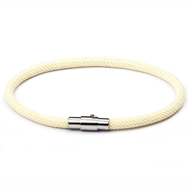 Fashion Ivory White Magnet Braided Men's Bracelet