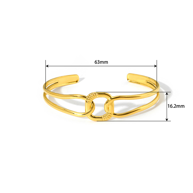 Fashion 5# Stainless Steel Gold-plated Oil Drip Open Bracelet