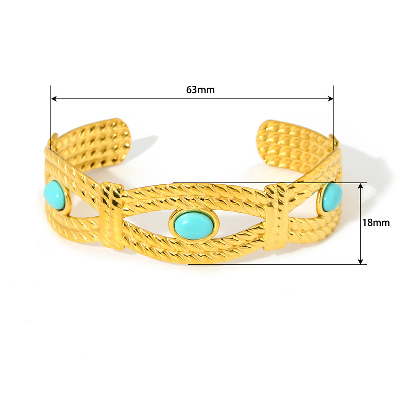 Fashion 8# Stainless Steel Gold-plated Oil Drip Open Bracelet