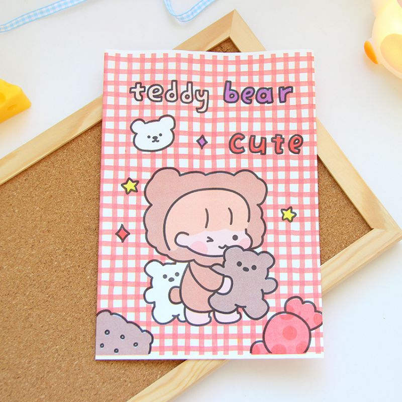 Fashion Cute Teddy Bear Paper Cartoon Plaid Paper Bag