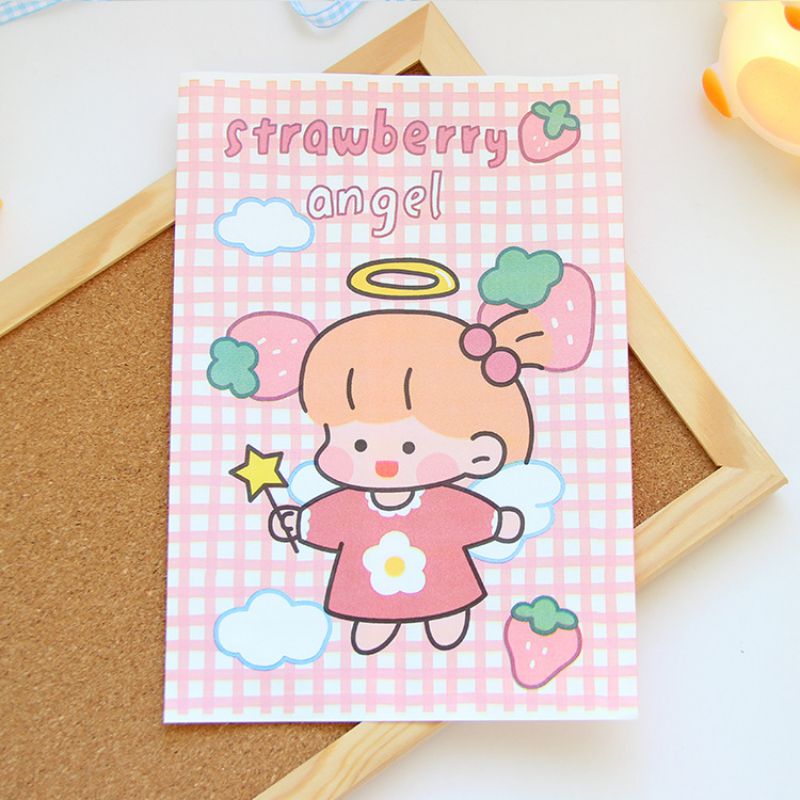 Fashion Strawberry Angel Paper Cartoon Plaid Paper Bag