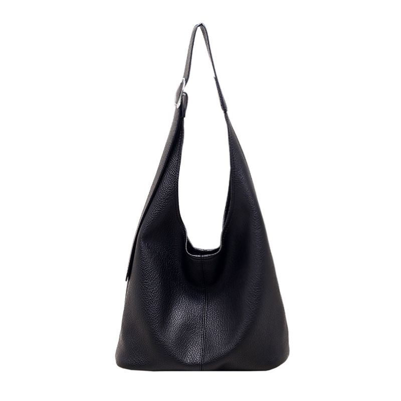 Fashion Black Pu Large Capacity Shoulder Bag