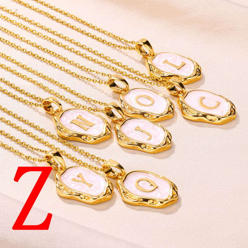 Fashion Golden Z Stainless Steel Oil Dripping Three-dimensional 26 Letter Necklace