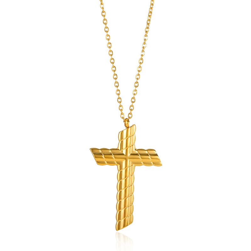 Fashion 6# Stainless Steel Hydraulic Men's Cross Necklace