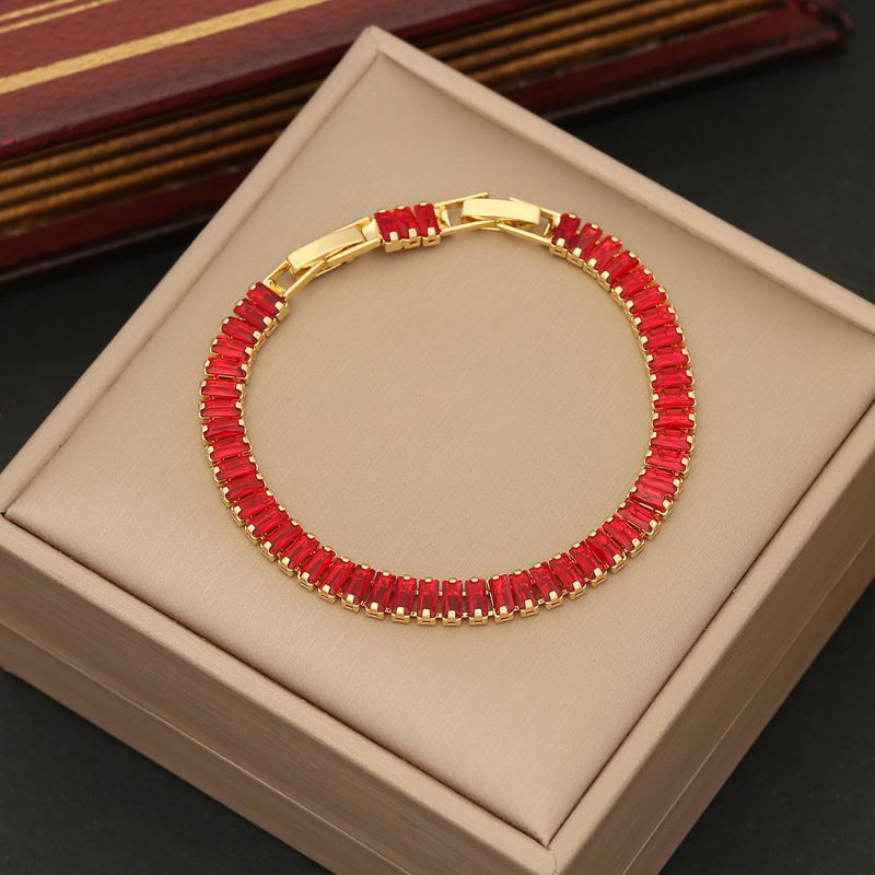 Fashion 3#red Copper Inlaid Zirconium Geometric Bracelet