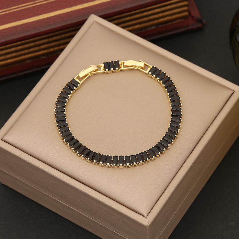 Fashion 5# Black Copper Inlaid Zirconium Geometric Bracelet