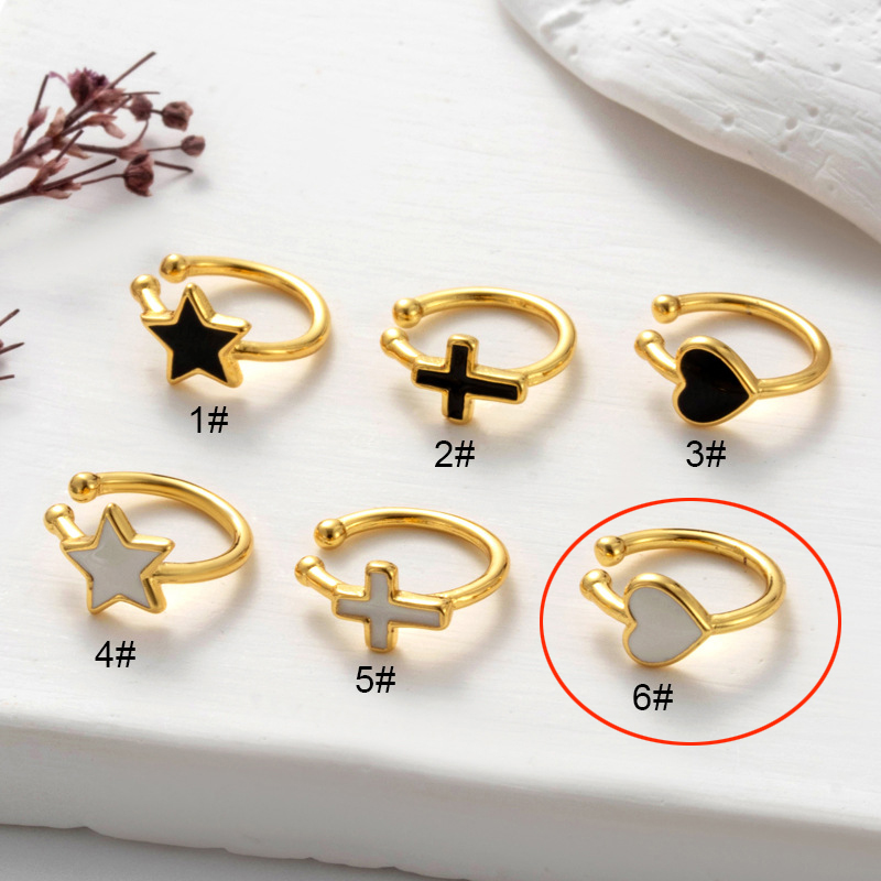 Fashion 6# Copper Oil Dripping Five-pointed Star Cross Love Piercing Bone Clip