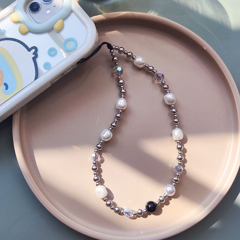 Fashion Color Imitation Pearl Beaded Woven Mobile Phone Chain