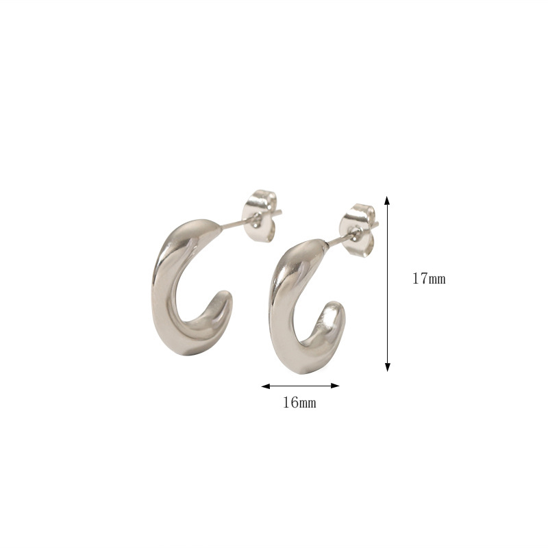 Fashion 4# Stainless Steel Geometric C-shaped Earrings