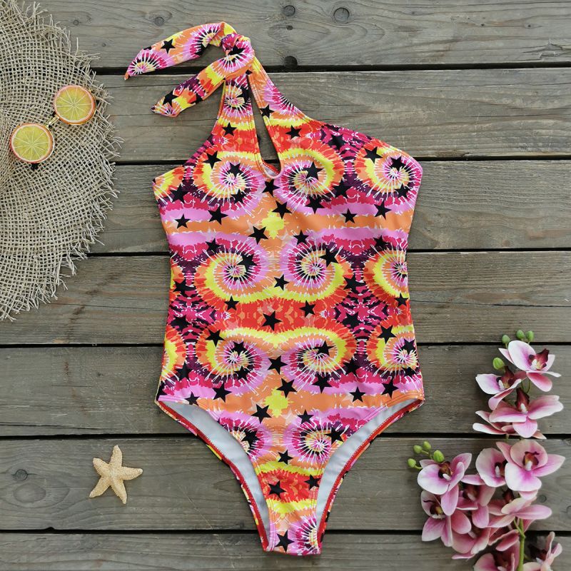 Fashion 【s/m/l】swimsuit Only Polyester Printed One-piece Swimsuit