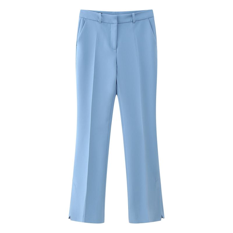 Fashion Pants Polyester Micro Pleated Slit Trousers