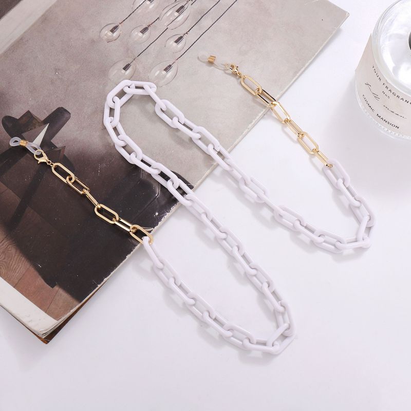 Fashion White Acrylic Geometric Chain Glasses Chain