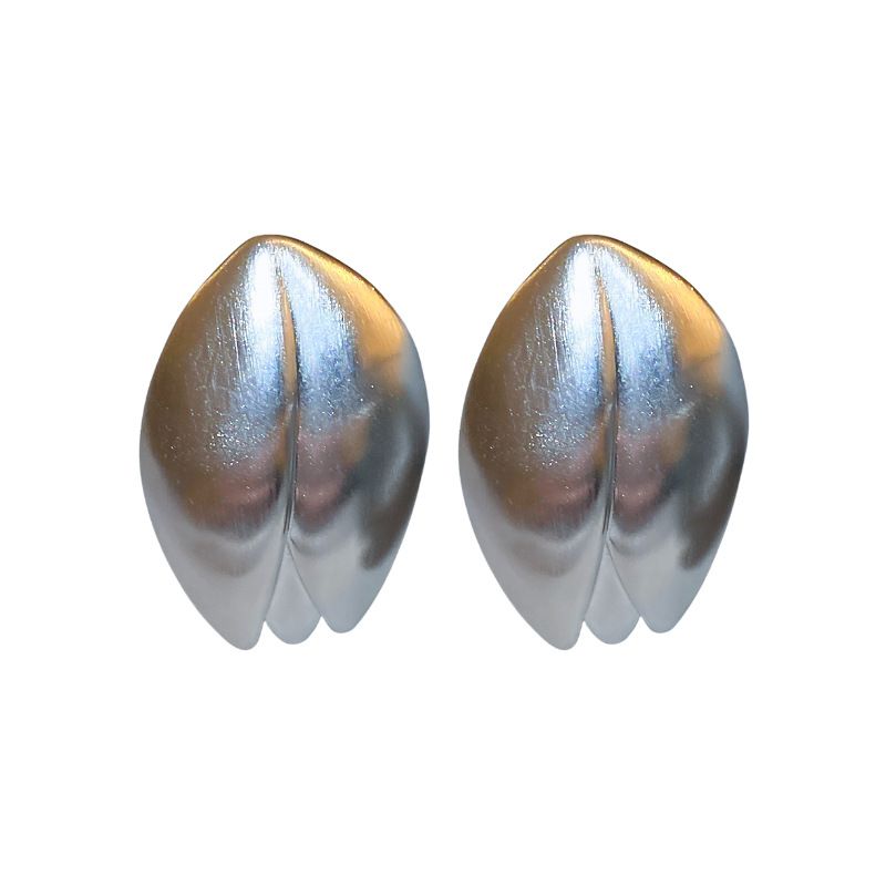 Fashion Silver Brushed Metal Leaf Earrings