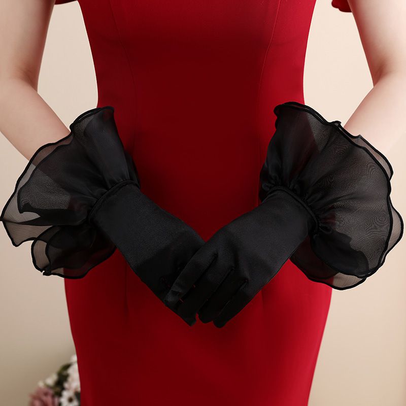 Fashion Black Lace Five-finger Gloves