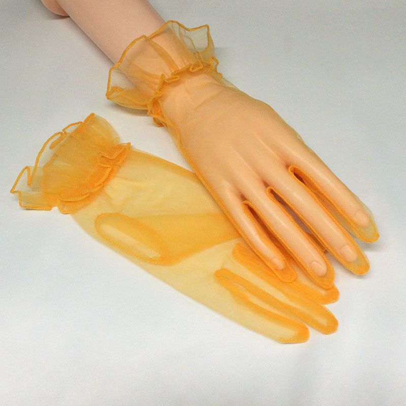 Fashion Gold Mesh Lace Five-finger Gloves