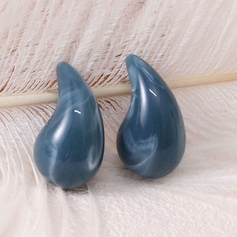 Fashion Dark Blue [glossy] Metal Geometric Drop Earrings