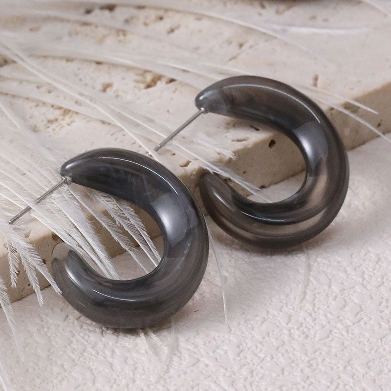 Fashion Transparent Gray Acrylic C-shaped Earrings