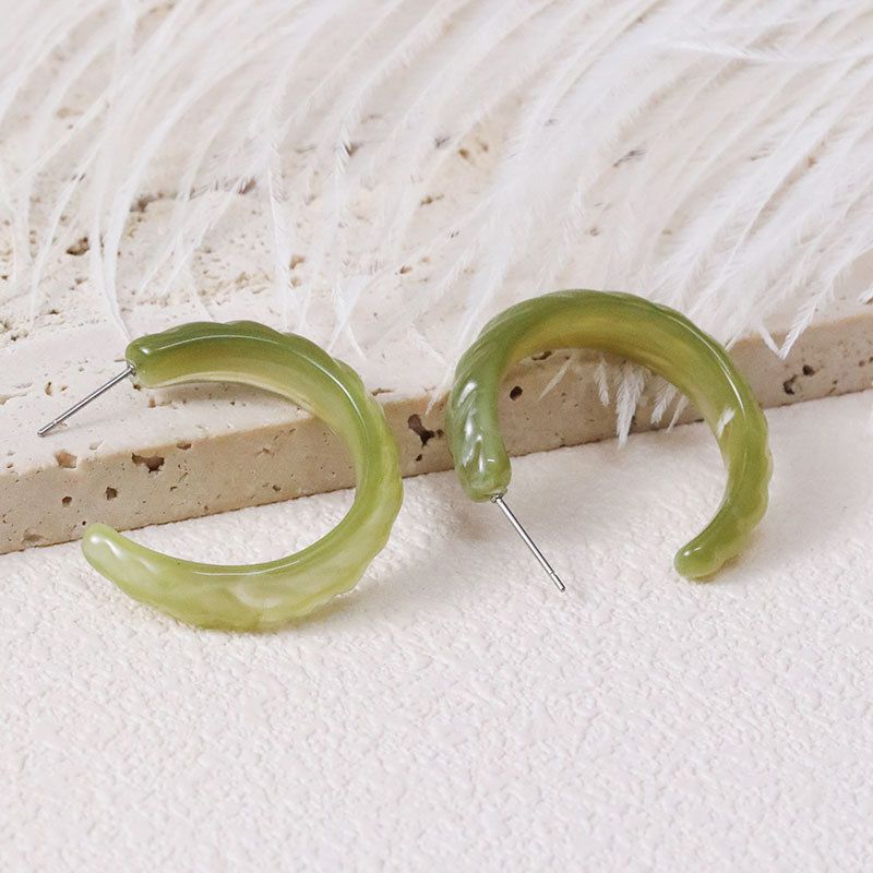 Fashion Olive Green Acrylic C-shaped Earrings