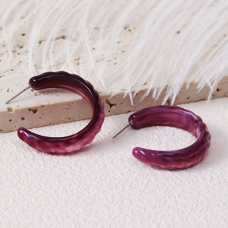 Fashion Purple Acrylic C-shaped Earrings