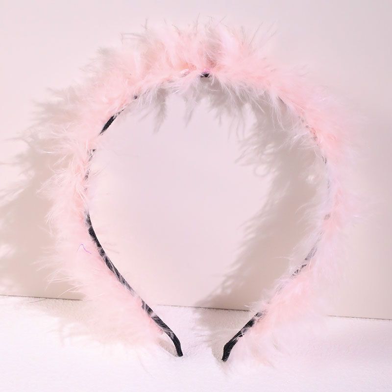 Fashion 14# Pink [thin Version] Plush Thin Edge Headband