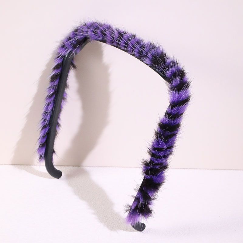 Fashion 16# Purple Black Plush Thin Edge Headband
