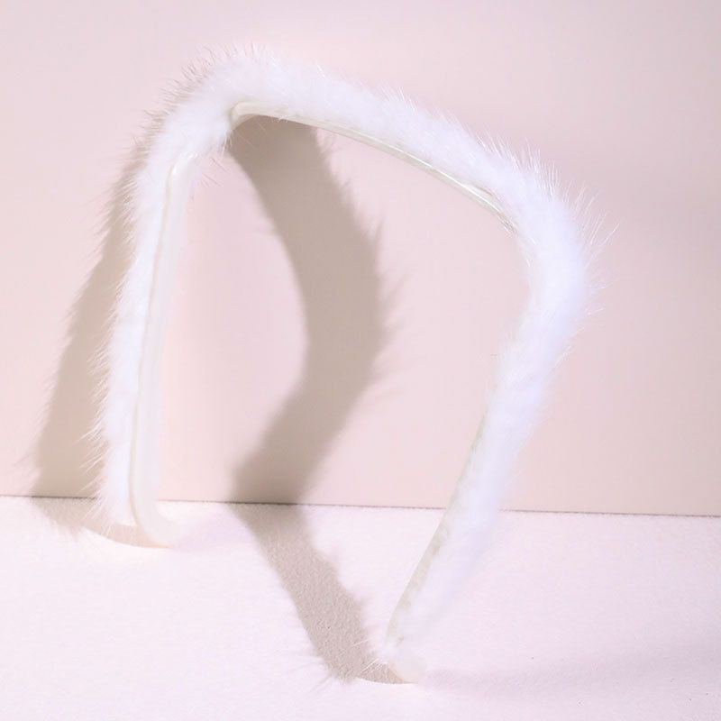 Fashion 20# White Plush Thin Edge Headband